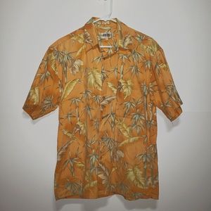 Campia Moda Vintage Orange Hawaiian Shirt Mens Medium Short Sleeve Button Up